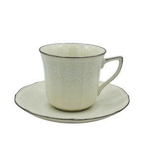 Noritake Chandon Platinum Flat Coffee or Tea Cup w/ Saucer
